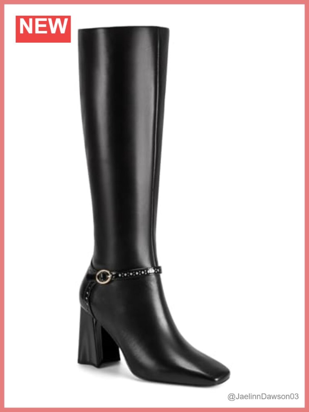 Faux Leather Square Toe Block Heel Bootie Ankle Zip